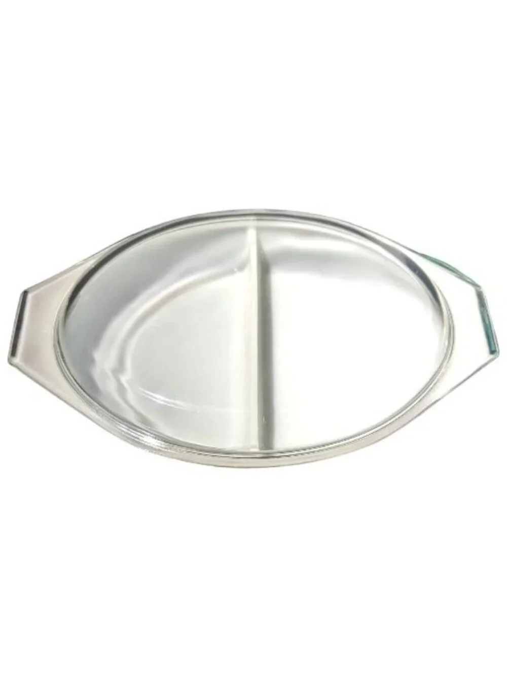 VTG Pyrex Divided Casserole Dish With Glass Lid Early American 1.5 Qt Bakeware